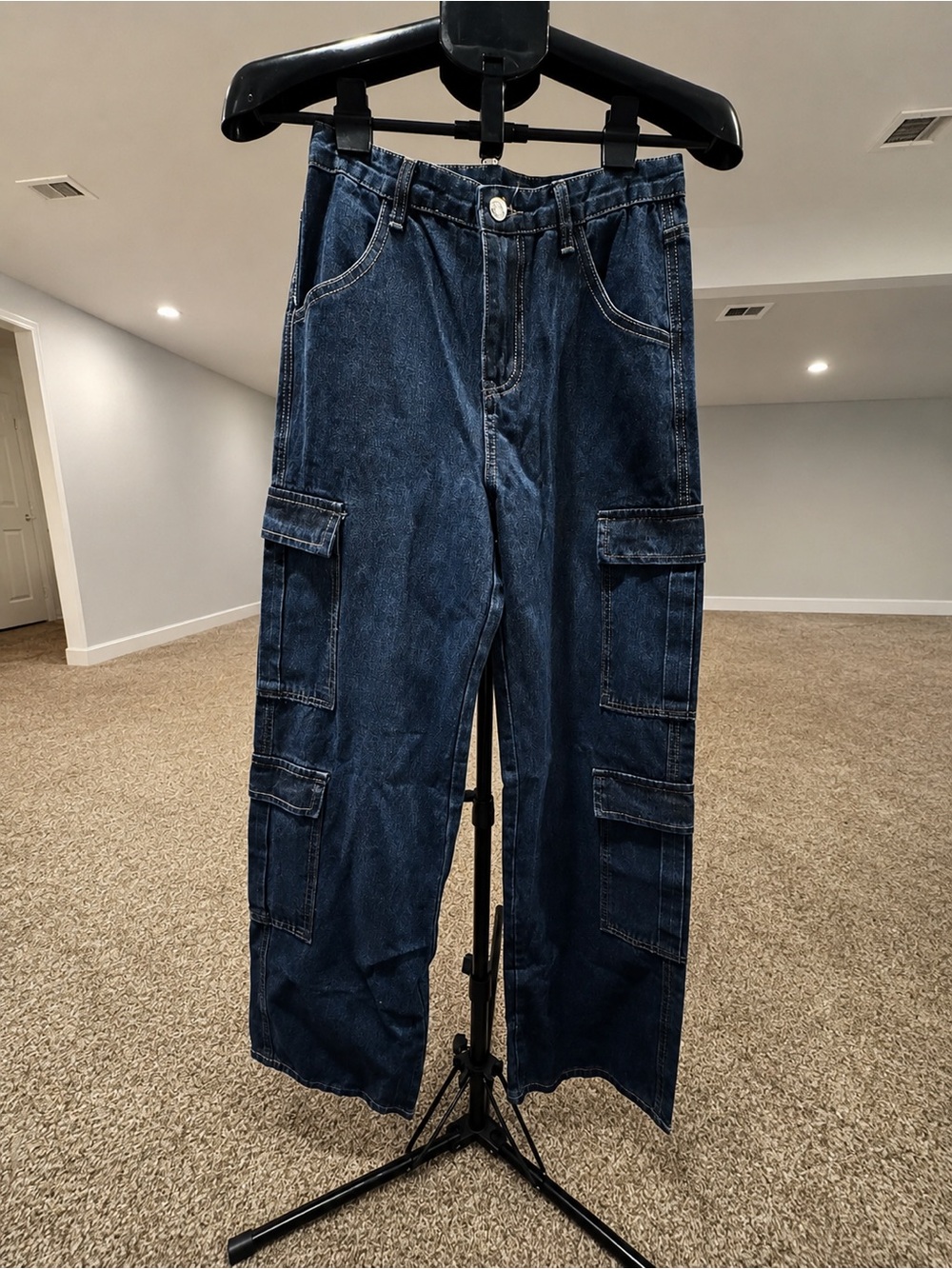 FLVSUN XS Dark Denim Cargo Jeans NWT